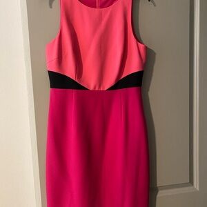 ANTONIO MELANI Vibrant Pink and Black Midi Dress
